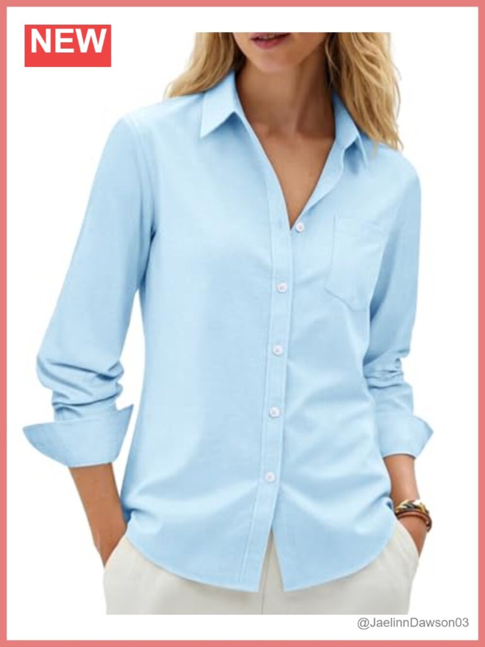 Women's Cotton Oxford Button Down Shirt Long Sleeve Work Blouse